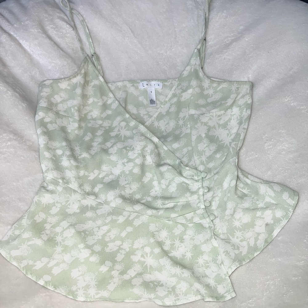 Leith Pastel Green Button Up Cropped Tank